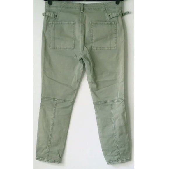 Anthropologie Chino Skinny Ankle Cargo Utility Pants 30P Light Army Green - Picture 2 of 8